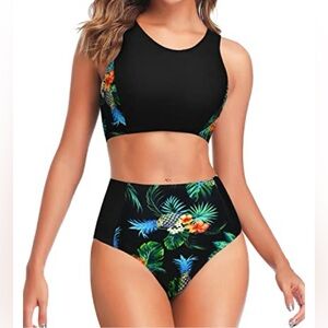 NWT Tempt Me Tropical Black Bikini Set
